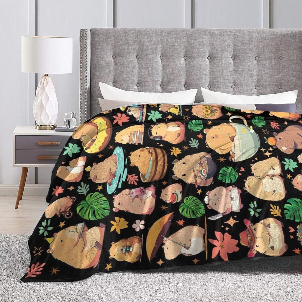 Capybara Gift Blanket Throw Blanket Lightweight Cozy Plush Blanket for Bedroom Living Rooms Sofa Couch 50"X40"