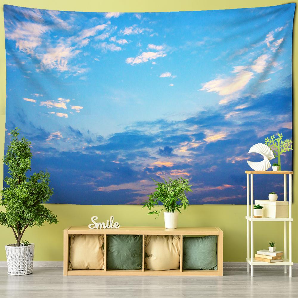 Sun Clear Sky Clouds Tapestry Wall Hanging Blue Sky Clouds Bedspread Dorm Cover Beach Towel Backdrop Home Room Wall Art Decor