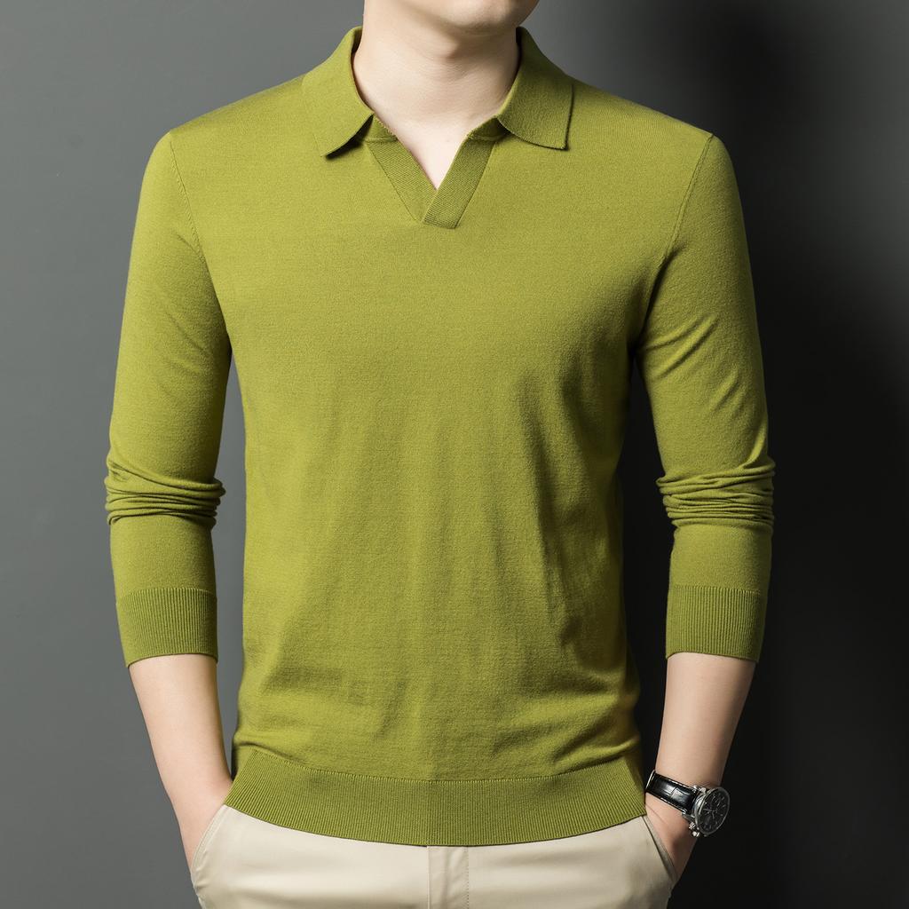 Spring and Autumn Men's Knitted Sweater Men's High-end Fashion Lapel Casual Men's Sweater