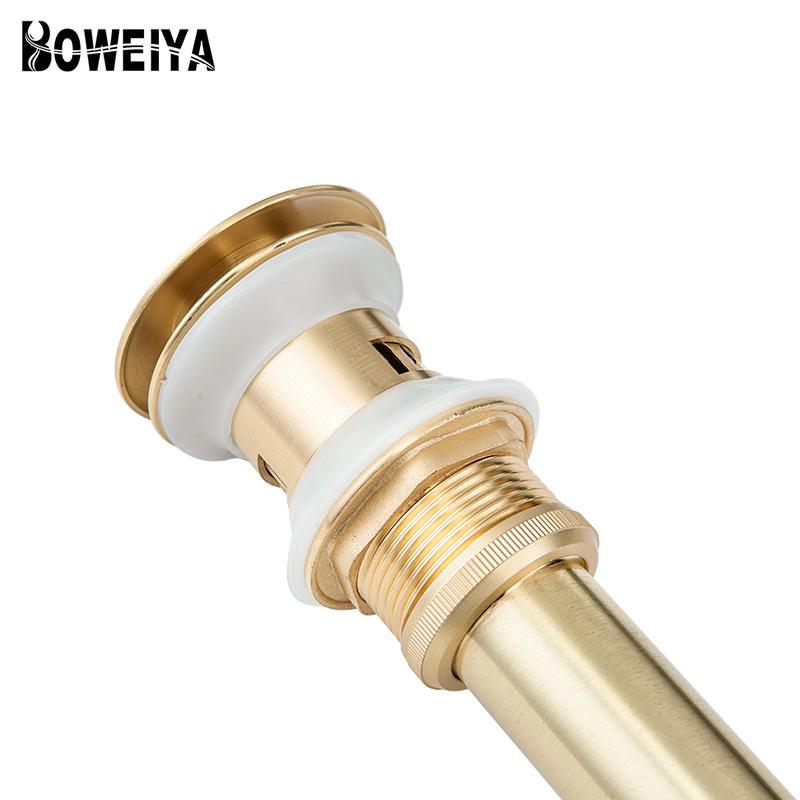 Golden Brass Strainer Basket Hair Catcher Anti Clog Pop up Drain Stopper Vanity Vessel Sink Bathroom Sink Drain with Overflow