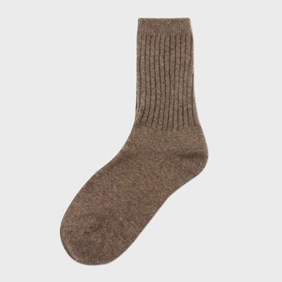 SOCKS THE LANGUAGE Thick Wool Knit Socks (Brown)