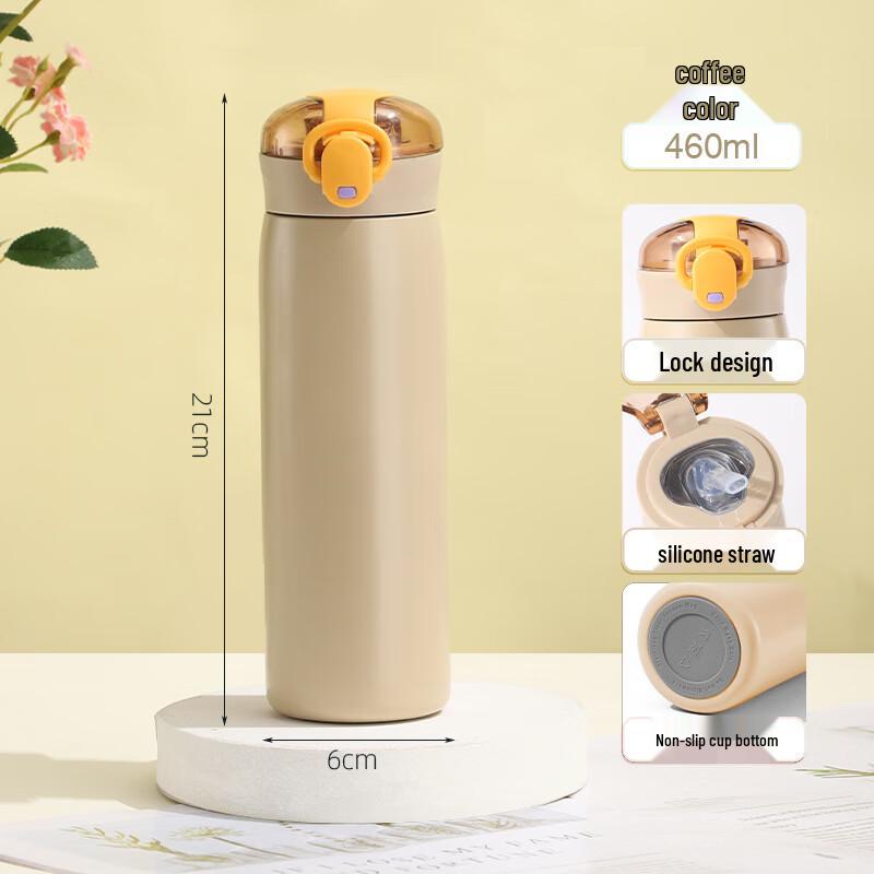 Portable Stainless Steel Insulated Straw Cup with Pop-up Lid