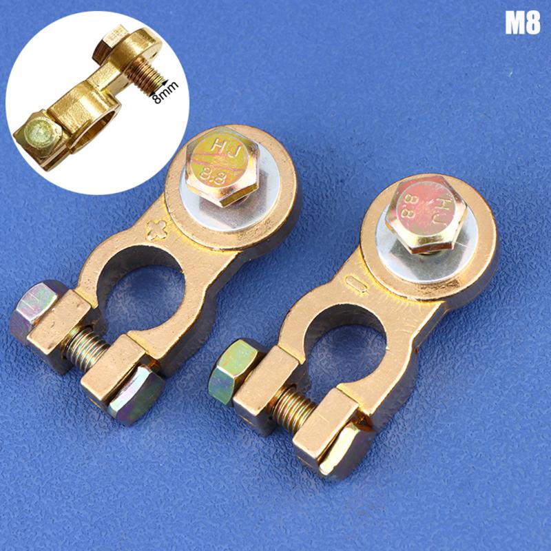 2Pcs M8 M10 Car Battery Terminal Wire Clamps Brass Positive Negative Top Post Connectors Battery Terminal Clips