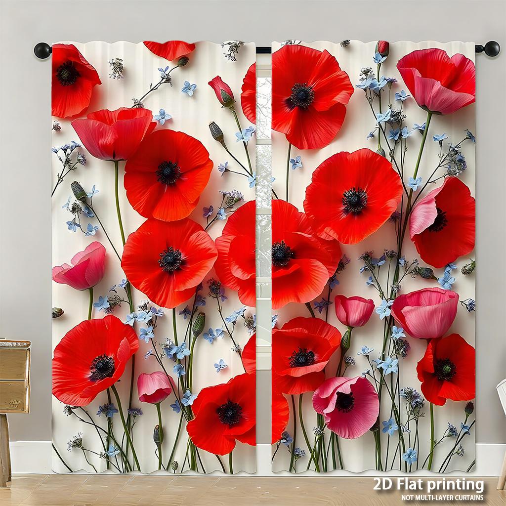 Piece Set High Definition Digital Printed Curtainswatercolor Blue Green Pine Tree Patternhome Decoration Style Curtains Made Of Polyester