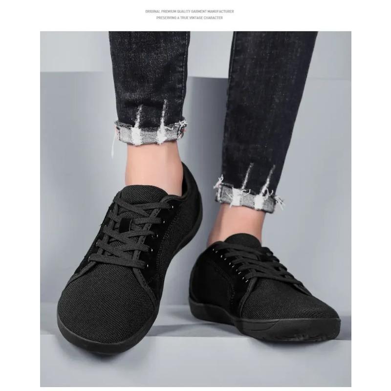 Men's Shoes and Sports Shoes Wide Toe Barefoot Casual Plus Size Wide Last Fashionable Canvas Black Flat Bottomed Board Shoes