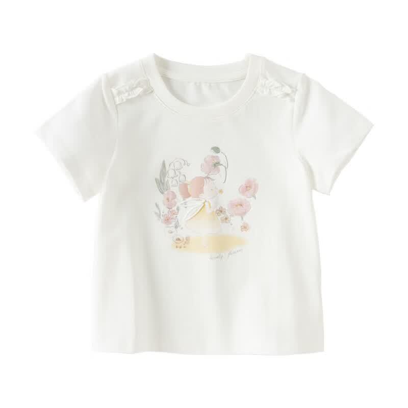 DAVE & BELLA Girls' Summer Anti-Bacterial Print T-Shirt