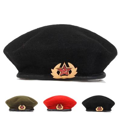 Unisex Fünfzackiger Stern Brosche Dekoration Barett Mütze Militär Schiebermütze Herbst Winter Outdoor Freizeitmützen Reiseaccessoires für Damen Herren