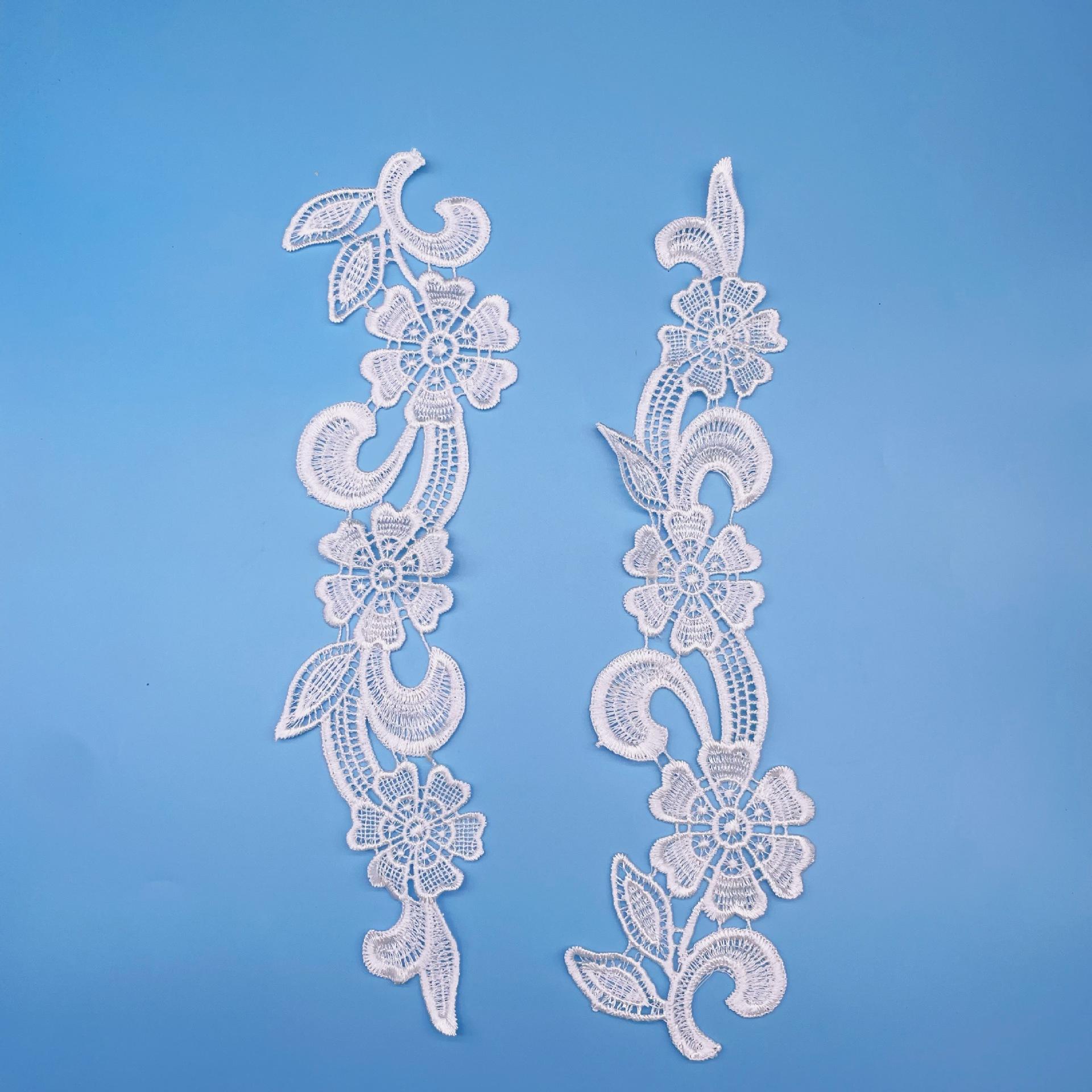 

Polyester Embroidery Pair Of Flowers Lace Top Wedding Dress Diy Children S Clothing Performance Clothing Accessories Lace 29*8.5CM