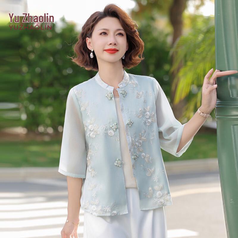 YUZHAOLIN Women s Embroidered New Chinese Style Summer Top 3XL