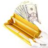 [Revetta] Stingray Leather Long Wallet, Yellow, Caviar Pearl Finish, Round Zipper, Genuine Leather, Women's, with Strap [233stw-2]