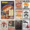 Plaques Métalliques Boîte Étain Spam Hot-Dogs Décoration Murale Affiches Art Vintage Peinture sur Fer pour Cave à Manger Maison Café Club de Jardin Bar