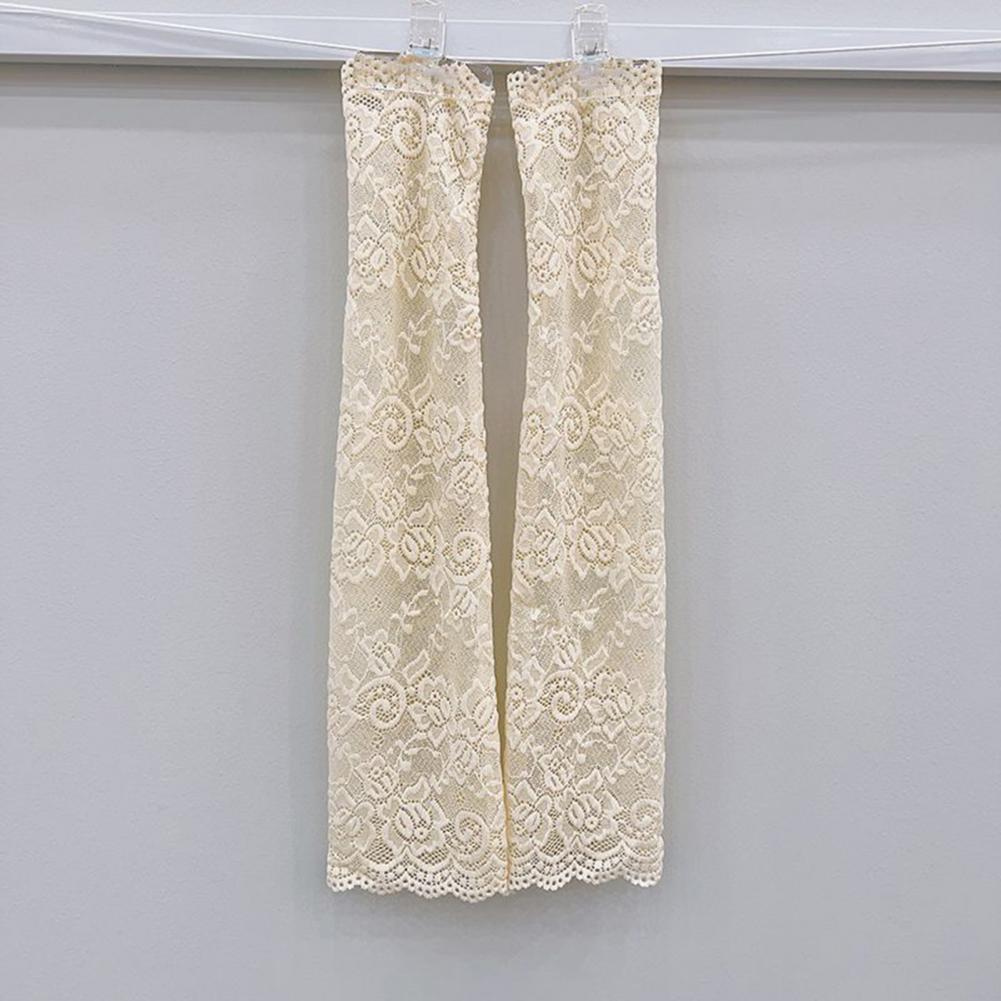 1 Pair Cycling Sun Sleeves Lace Flower Embroidery Solid Color Thin Breathable Mesh Outdoor Driving Ani UV Arm Covers