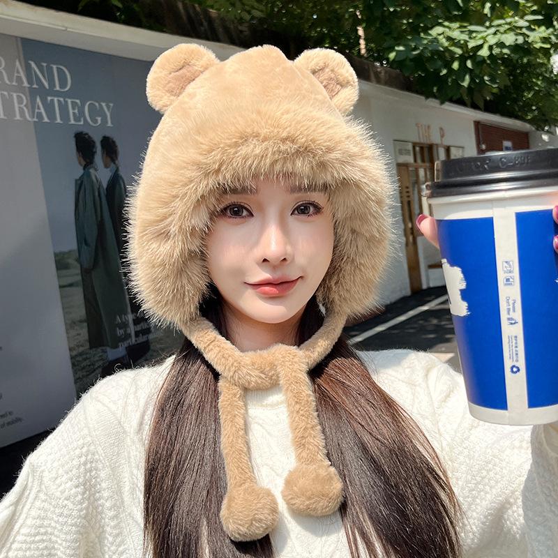 

Нова Осінньо-Зимова Шапка Мила Захист Вух Тепла Холодна Товста Плюшева Вітрозахисна Шапка для Жінок Зимова Мультяшна Нішева M（56-58cm）