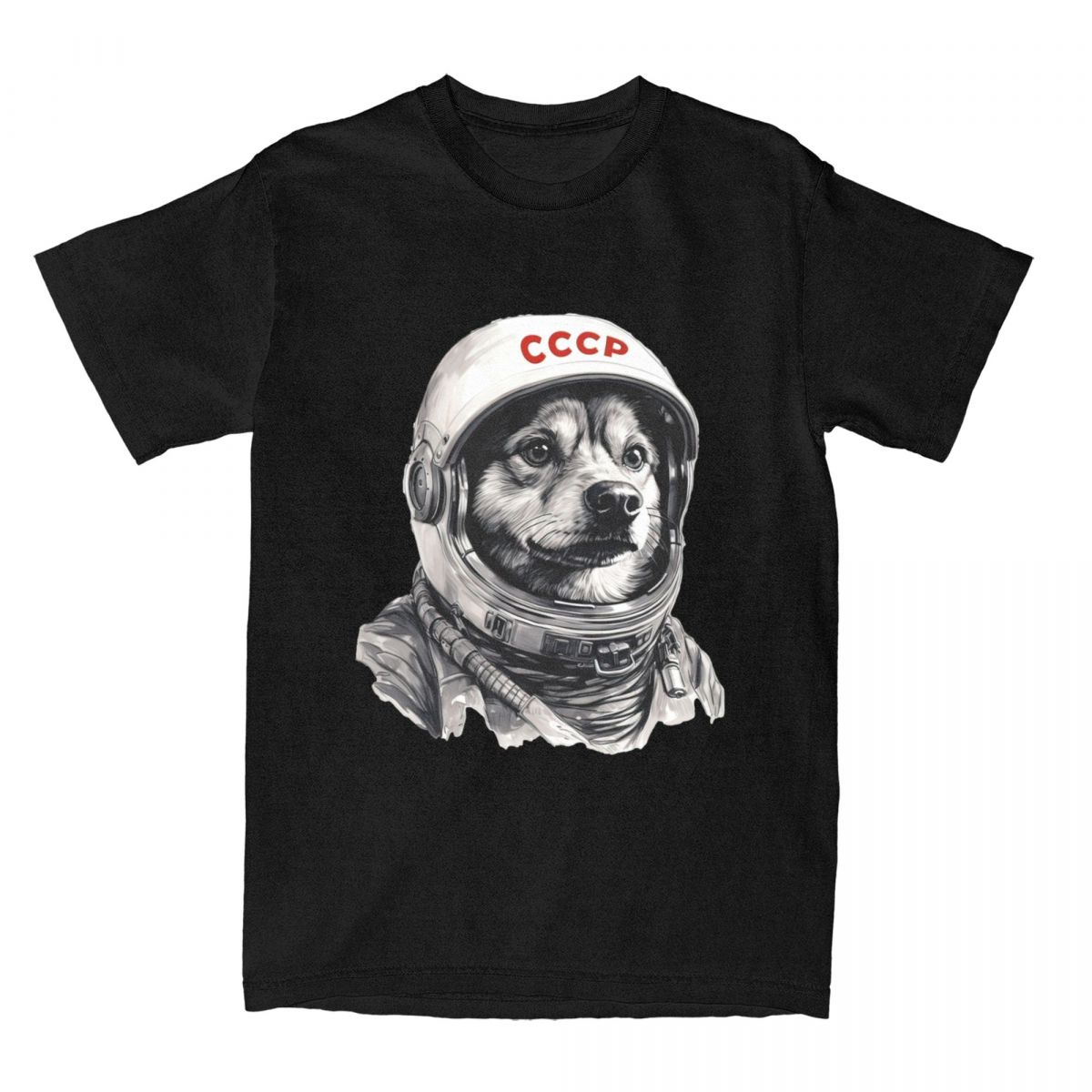 CCCP Rusia Laika Space Urss Astronauta Dog TShirt Unisex First dog in Space Cotton TShirts Summer ONeck Tees Oversized Clothing S