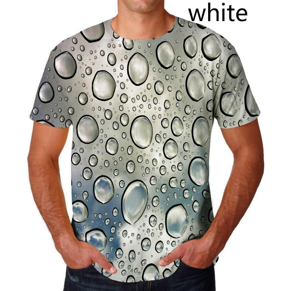 Fashion Raindrop 3D Printing T Shirt Water Drop Unisex Funny Short Sleeve Tee