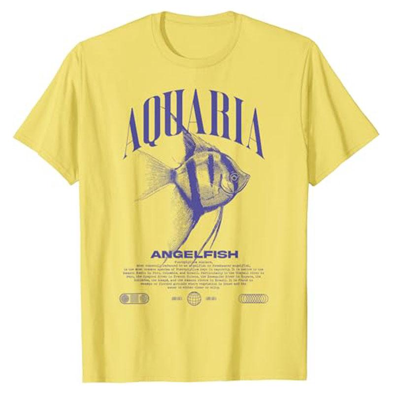 Angelfish Cichlid Fish Keeper Modern Streetwear Shirts Tropical Fish Enthusiast FisherUnisex Fishing Lover Short Sleeve Graphic Tee