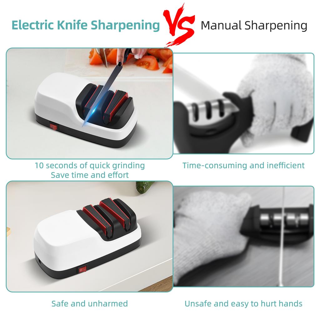 Affilatrice elettrica per coltelli Sistema di affilatura coltelli a 2 stadi per affilare e lucidare rapidamente i coltelli