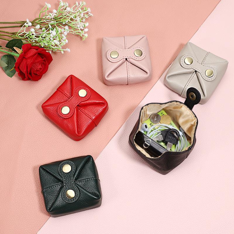 Japan And Korea Lipstick Storage Bag, Multi-Functional Earphones, Small Bean Bag, Cowhide Fashion, Portable Coin Change Bag, Urban Simplicity