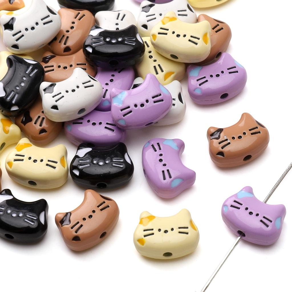 [12X9mm] 1pc Alloy Cat Beads Color Cute Kitten Beads Accessories DIY Jewelry Accessories