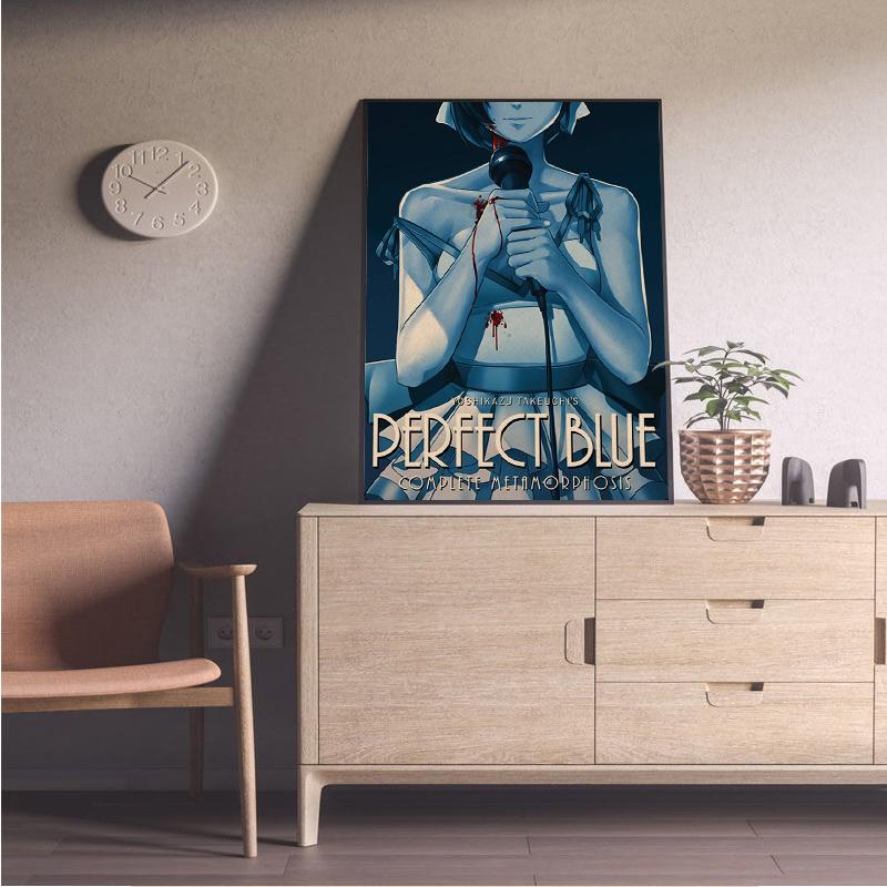 Affiche de dessin animé bleu parfait, impression d'image de dessin animé japonais, Vintage, chambre familiale, Bar, café, décoration murale d'art esthétique