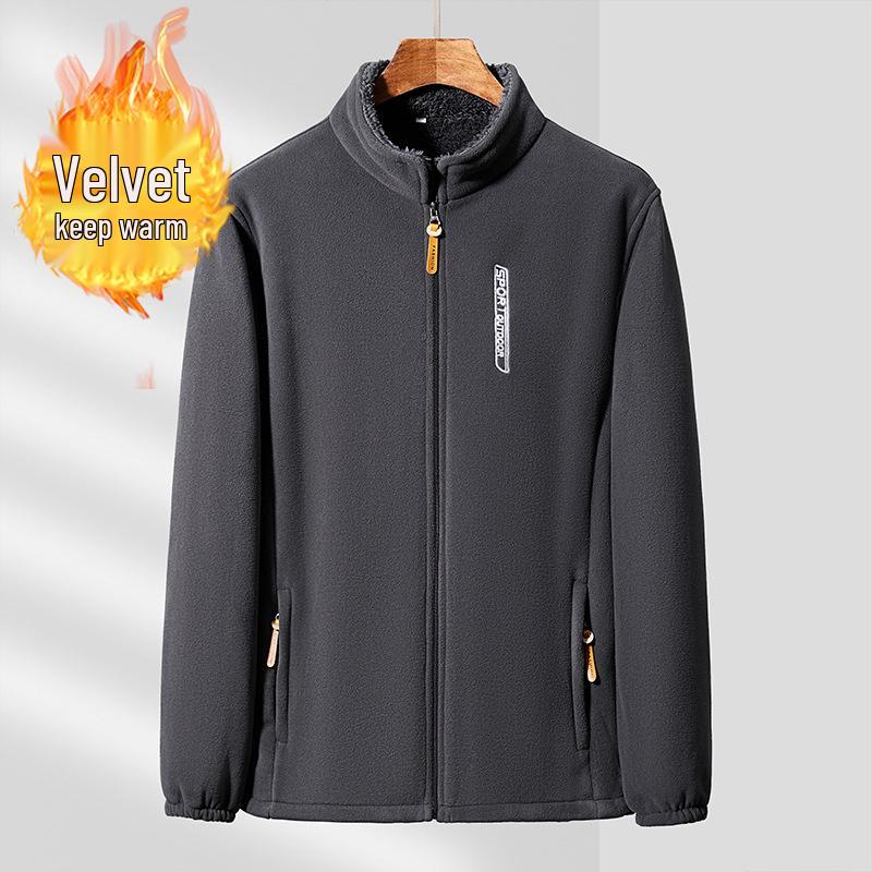 Men s Double-Sided Fleece Windbreaker - Polar Fleece Jacket for Autumn/Winter 6XL (recommended 95-105 kg)