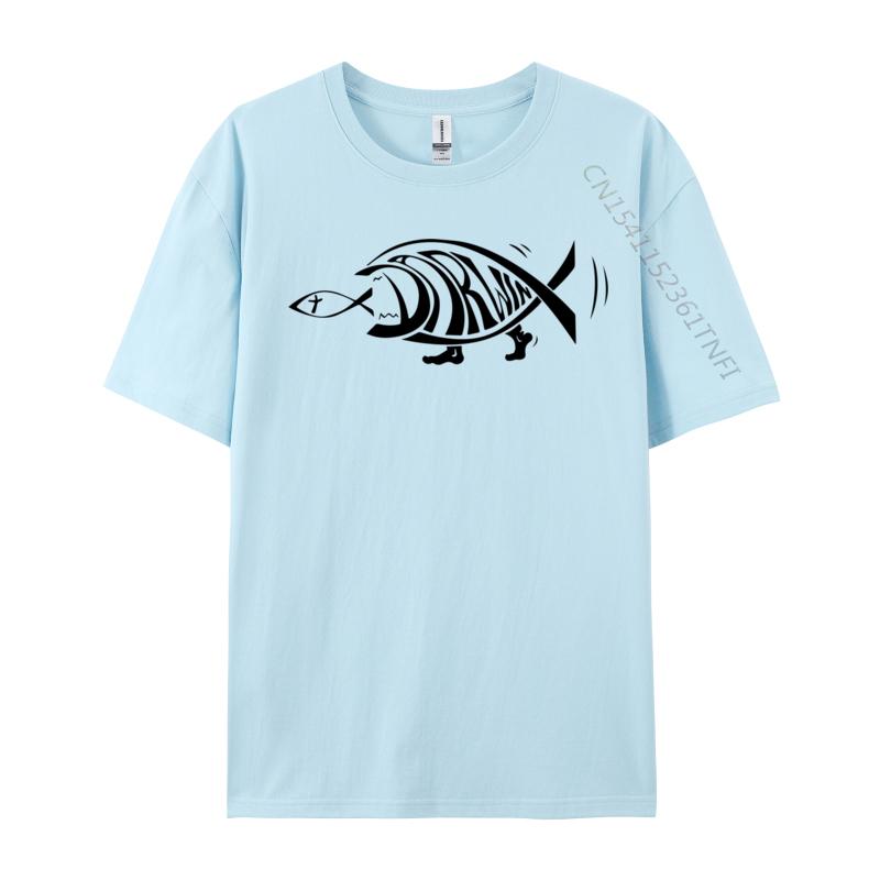 

Darwin Fish Eating Jesus Fish Funny Evolution Science Daddy Cotton Men Dad Mom T Shirt Printing Tops Shirts Company Tops Shirt 4XL