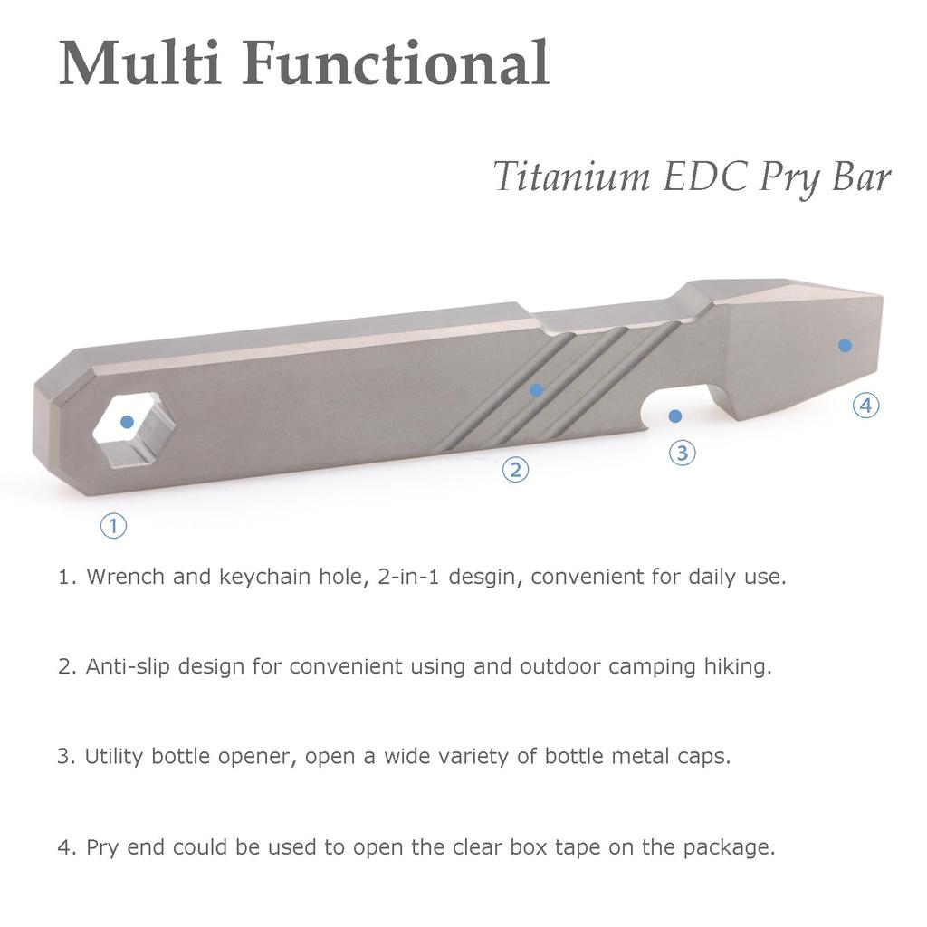 Hamans Titanium EDC Prybar Bottle Opener Mini Crowbar Portable EDC Tool Multi-Tool Multi-Function