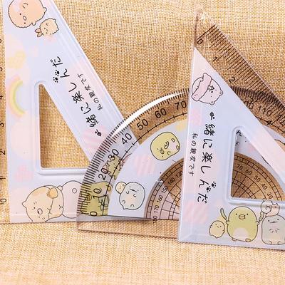 Cartoon Straight for Triangle Ruler 4pcs/set Kawaii Cartoon Drafting Drawing Supply for Students Wiriting Hand Measuring