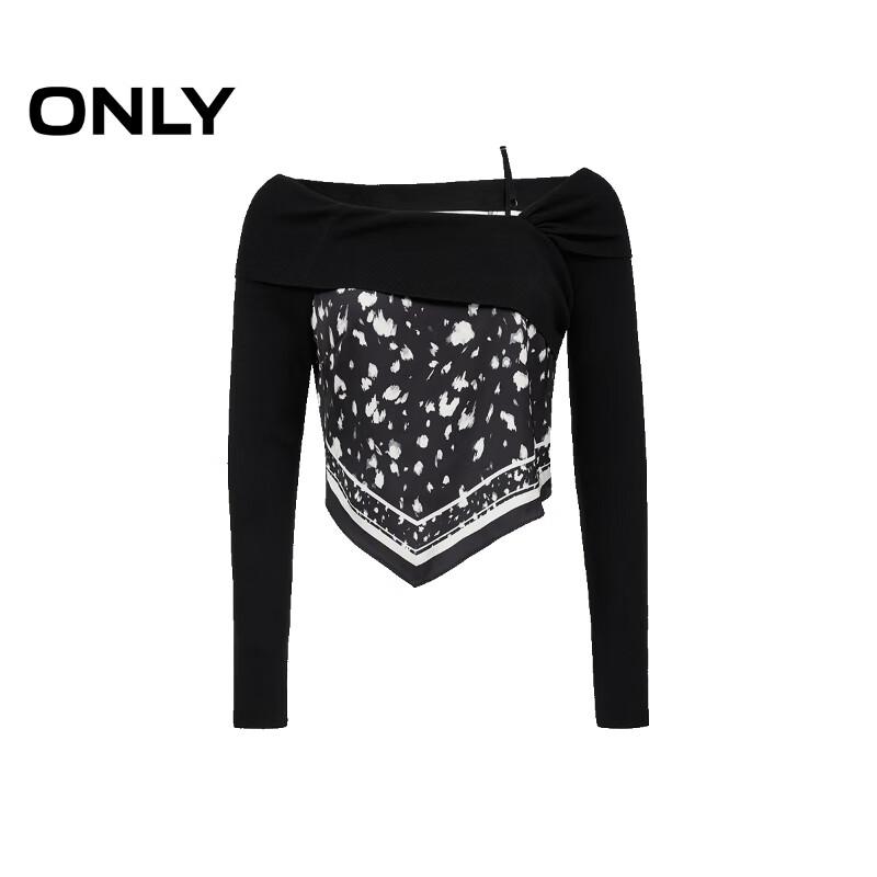 ONLY Women's One-Shoulder Knit Patchwork Crop Top