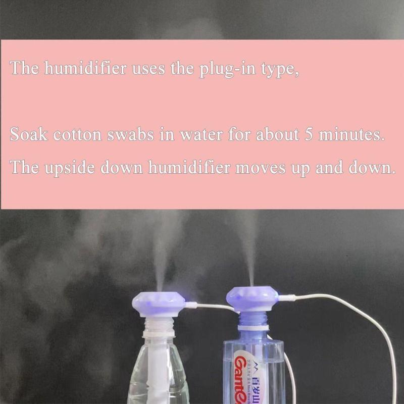 Mini USB Powered Portable Humidifier with Dimmable Soft Night Light Fits Various Bottles for Office Desktop Trip Use