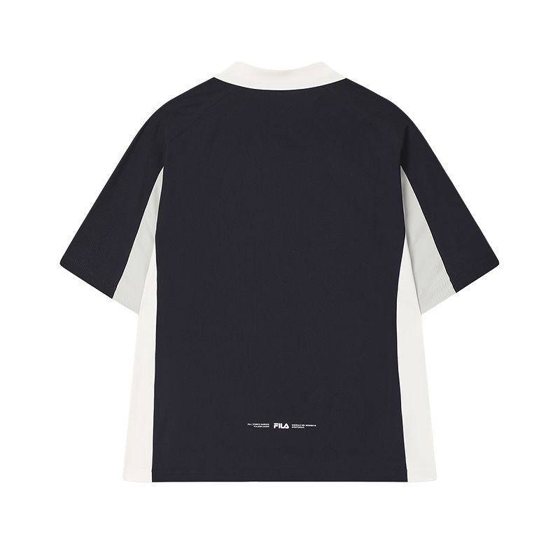 FILA Original Lifestyle Color Block Brand Logo Fashion Casual Daily Versatile Regular Fit Short Sleeve Polo Shirt Men tops Hero-Blue F11M529111FNV