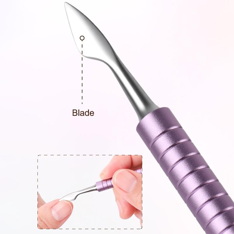 6 In 1 Nail Beveled Head Stainless Steel Cuticle Pusher Nail Art Sanding Tablet Manicure Sticks Tool For Salon Nails Accessories
