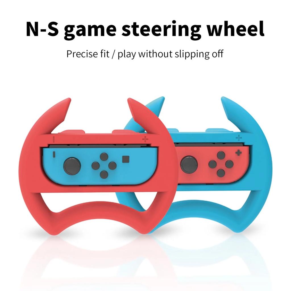 2Pcs Game Steering Wheels Comfortable Grip Plug Play Accurate Fit Realistic Gaming Experience Double Against Gamepad Steering Wheels for Switch OLED