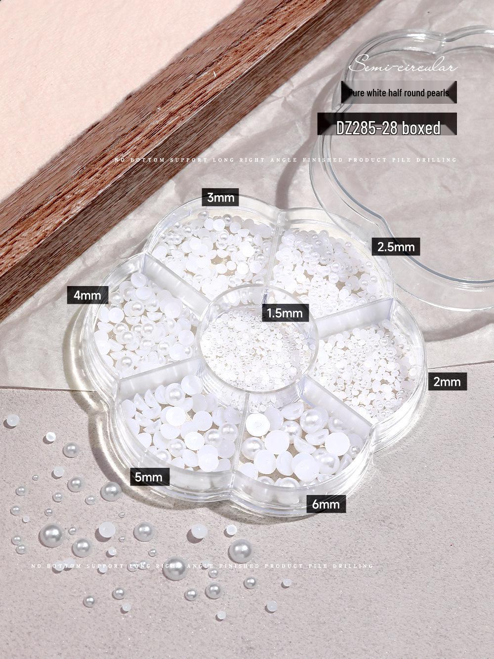 Seven-Compartment Pearl Size Mixed Nail Art Rhinestone Decorations