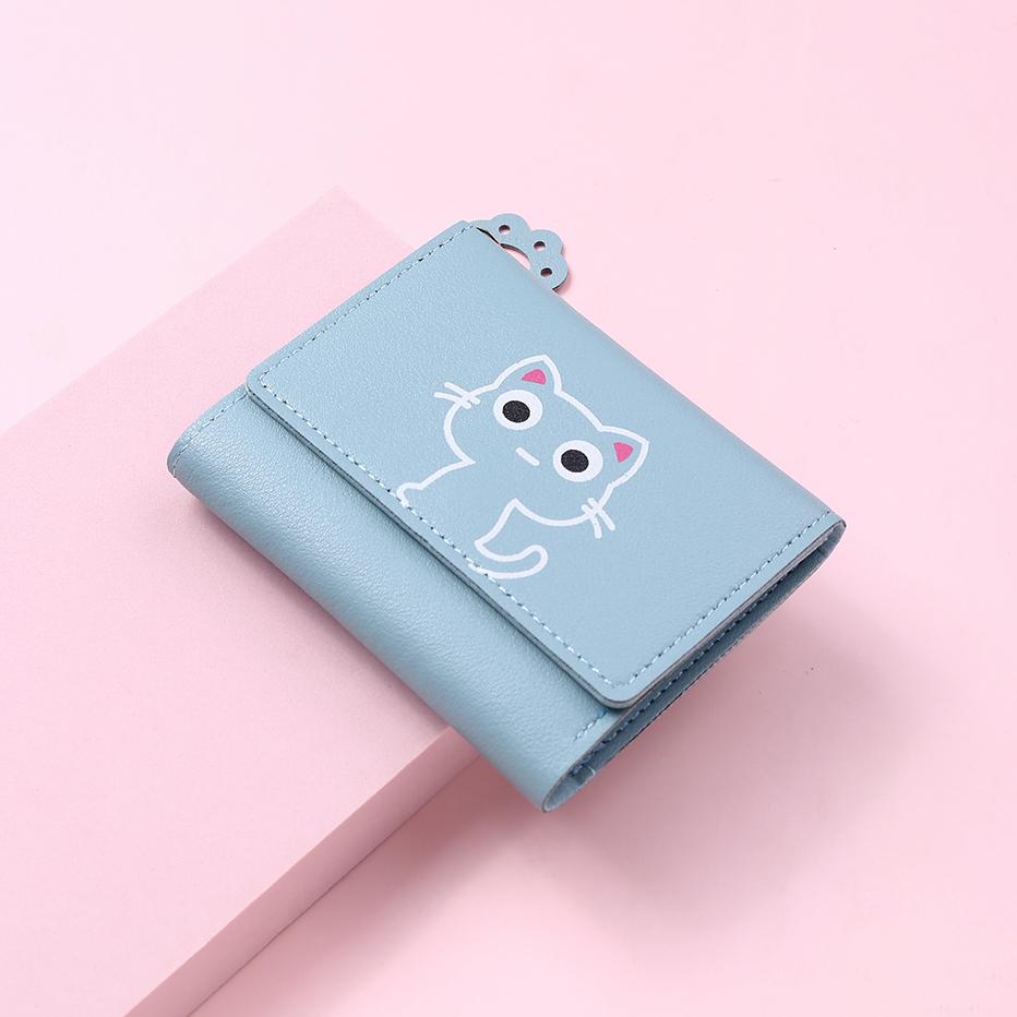 Dámská roztomilá kočičí peněženka Krátká peněženka z PU kůže Držák karet Pytlík na peníze Kreativní peněženka
