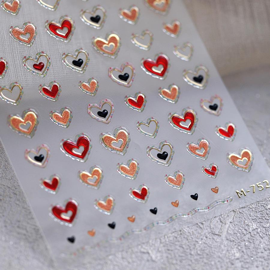 

New Rose Gold Heart Design Frosted Nail Art Stickers - Hot Stamping Series M-752