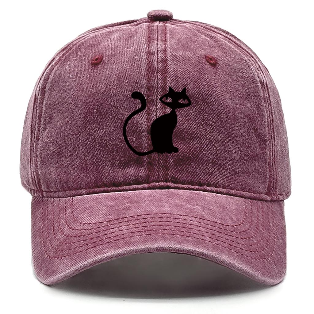 Casual Snapback Caps Cute Black Cat Hat For Man Adjustable Buckle Distressed Adjustable Sun Hat Perfect For Camping