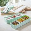 Skater Nutritionally Balanced Bento Box, 2-Tier, with Silicone Inner Lid, 900ml Capacity, Slim Type, with Inner Filler, Powder Pastel Green, Made In J