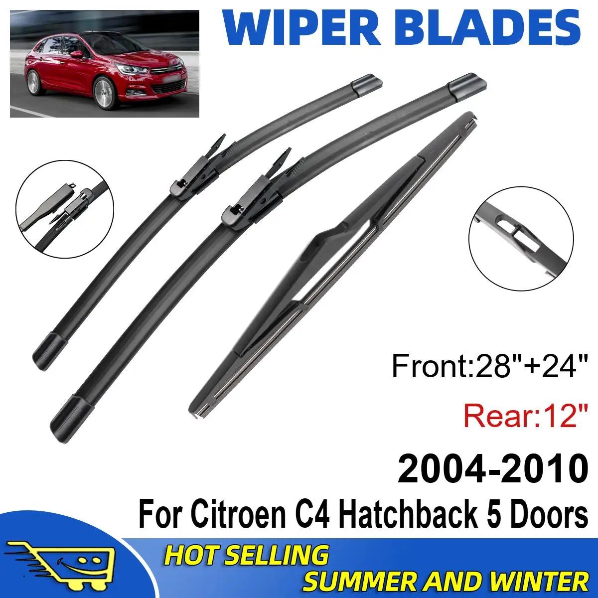 

3PCS For Citroen C4 Hatchback 2004-2010 28 + 24 + 12 Front Rear Wiper Blades Windshield Windscreen Window Cutter Accessories чёрный
