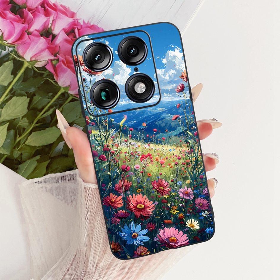 For Motorola Signature 2026 Case Popular Flower Marble Painted Cover Soft Silicone Black Phone Shell For Moto X70 Air Pro Fundas