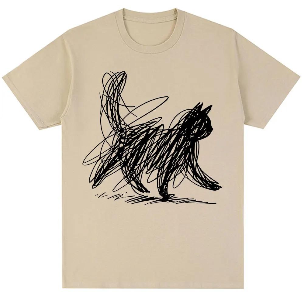 Funny Graffiti Cat Japanese Style Graphic TShirt Unisex Harajuku Trendy Oversized 100 Cotton Casual Short Sleeve Streetwear