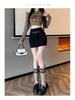 Women's High-Waist Belted Black A-Line Skirt - Sexy Summer Style