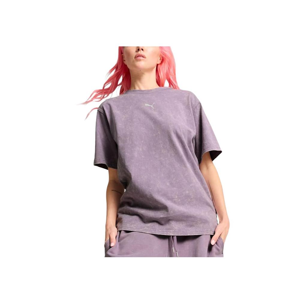 Puma Relaxed Dare To Washed Round Neck Comfortable Soft Short Sleeve T-Shirt Women T-Shirts Light-Plum 626801-30