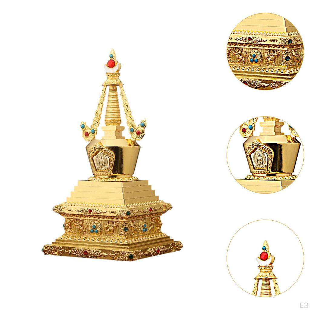 Bodhi Stupa - Tour Decoration, Sculpture, Table Center, Zinc Alloy Statue for The House