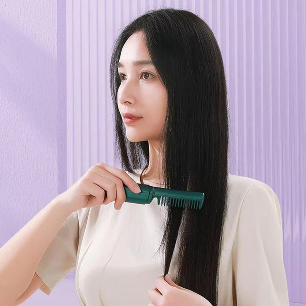 USB Lazy Wireless Hair Hot Comb 2 In 1 Fast Heating Comb Hair Straightener Home Appliances