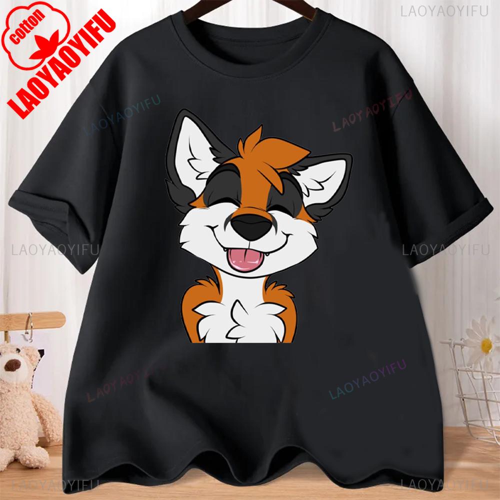 Lovely Cartoon Fox Graphic T-shirts Comfort and Fashion Coexist Short-sleeve Round Neck Regular Fit Clothes CRAZY FOX LADY
