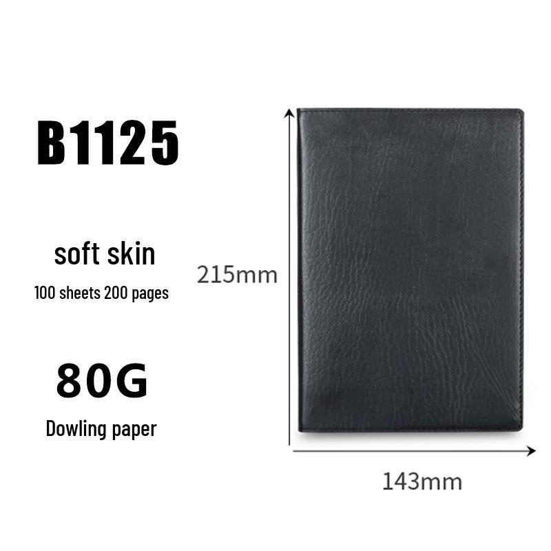 A5 Super Dickes Business-Notizbuch - B5 Schwarzes Ledercover für Besprechungen und Büroaufzeichnungen