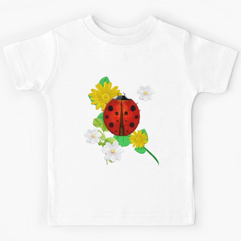 Ladybug Whimsey 3D Folk Art Kids T-Shirt 130