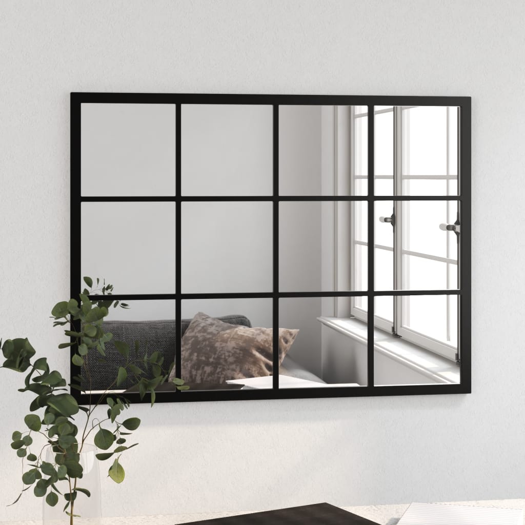vidaXL Wandspiegel Schwarz 80x60 cm Metall