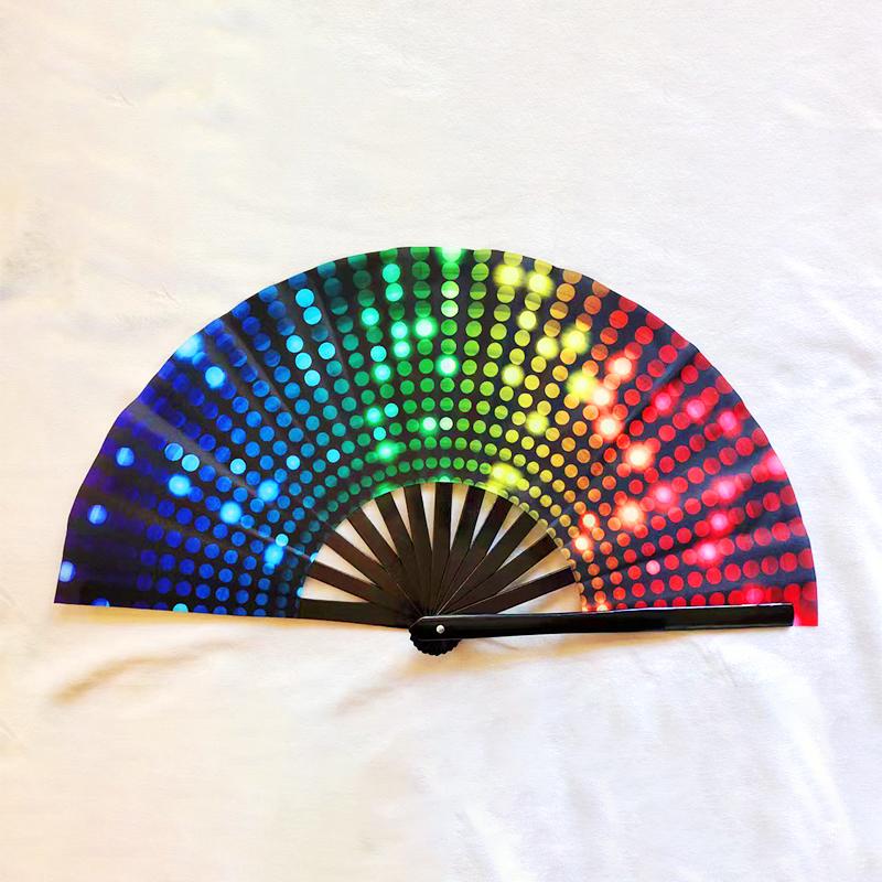 1pcs Fan Music Festival Colorful Handheld Folding Large Rave Fan 33cm Festival Gifts Chinease